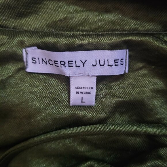 Sincerely Jules Olive Green Draped Neck Spaghetti Strap Slip Dress Size Large - Picture 5 of 10